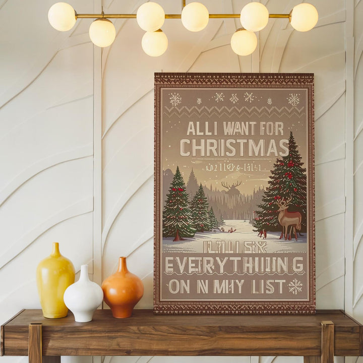 Funny Pixel Christmas Canvas – “All I Want” Retro Knit-Inspired Holiday Art - Gifitto
