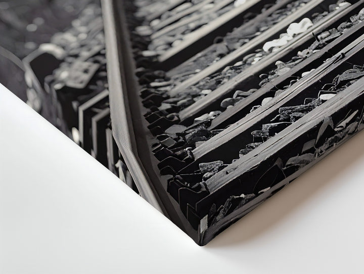 Fogbound Railway & Dove Canvas – Black-and-White Spiritual Journey Art - Gifitto