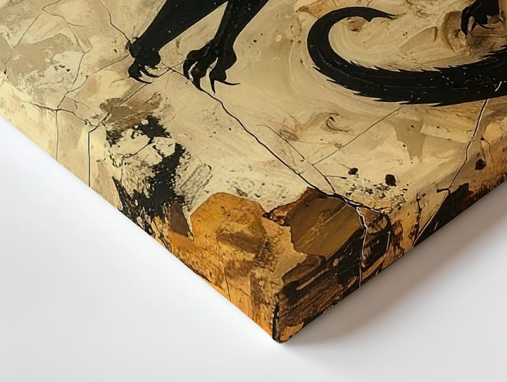 Primitive Black Dragon Emblem Canvas – Mystical Folk-Art Halloween Symbol - Gifitto