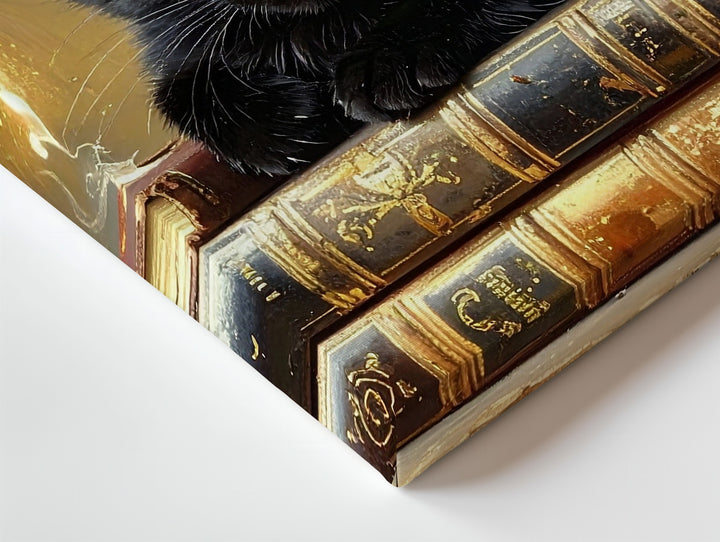 Witch Kitten & Spellbooks Canvas – Cozy Halloween Magic Wall Art - Gifitto