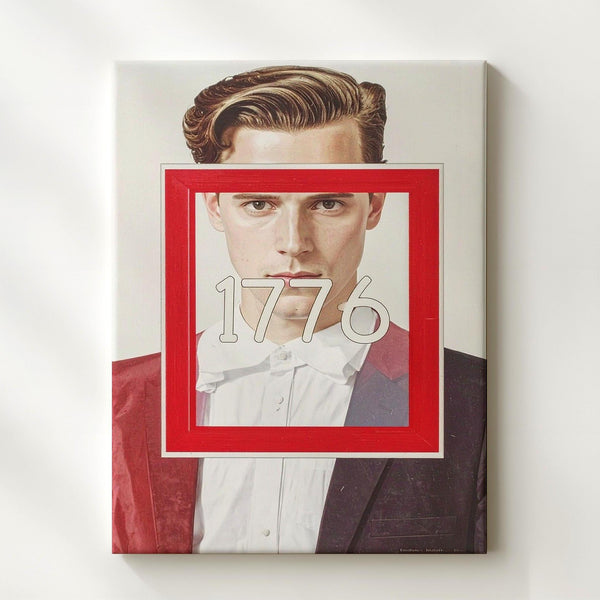 1776 Minimalist Canvas – Bold Red Square with Founding Year Typography - Gifitto