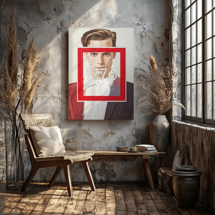 1776 Minimalist Canvas – Bold Red Square with Founding Year Typography - Gifitto