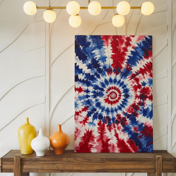 Red White & Blue Tie-Dye Canvas – Spiral Americana Retro Vibe - Gifitto
