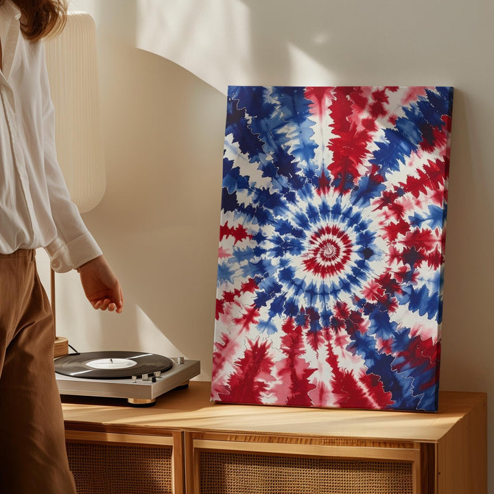 Red White & Blue Tie-Dye Canvas – Spiral Americana Retro Vibe - Gifitto