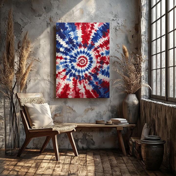 Red White & Blue Tie-Dye Canvas – Spiral Americana Retro Vibe - Gifitto