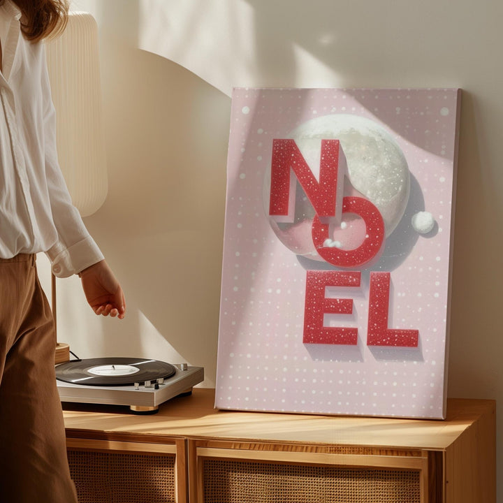 Stacked NOEL Typography Canvas – Playful Modern Holiday Wall Art - Gifitto