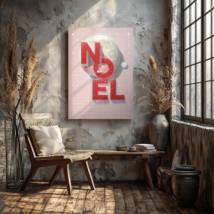 Stacked NOEL Typography Canvas – Playful Modern Holiday Wall Art - Gifitto