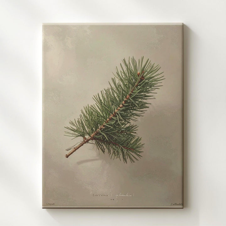 Pine Sprig Botanical Canvas – Minimalist Rustic Holiday Wall Art - Gifitto