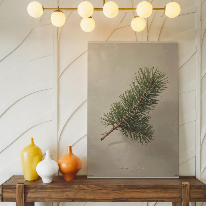 Pine Sprig Botanical Canvas – Minimalist Rustic Holiday Wall Art - Gifitto