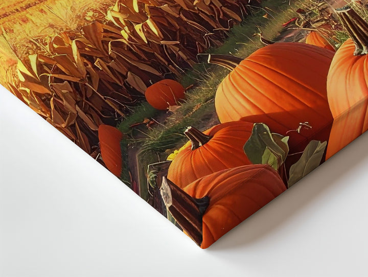 Autumn Harvest Barn Canvas – Pumpkin Patch & Fall Farm Landscape Wall Art - Gifitto