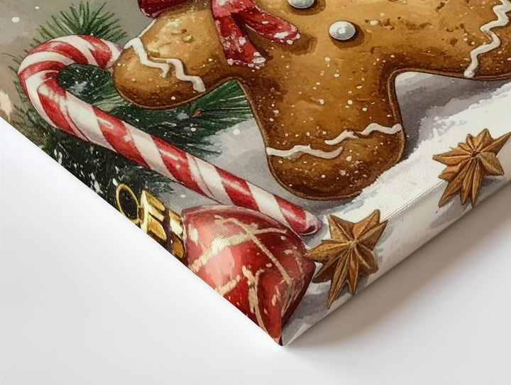 Gingerbread Cheer Canvas – Playful Holiday Wall Art with Santa Hat Cookie - Gifitto