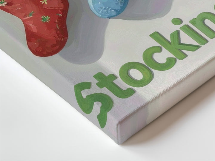 Colorful Stockings Canvas – Minimalist Holiday Wall Art for Festive Cheer - Gifitto