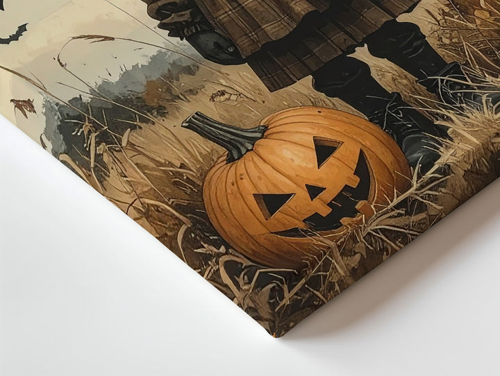 Pumpkin-Headed Child Canvas – Vintage Folk Horror Halloween Art - Gifitto