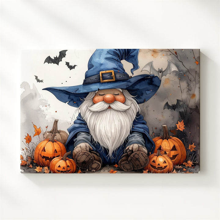 Halloween Gnome Wizard Canvas – Cozy Fall Fantasy Wall Art - Gifitto