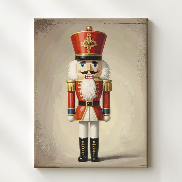 Classic Nutcracker Canvas – Traditional Red & Gold Christmas Wall Art - Gifitto