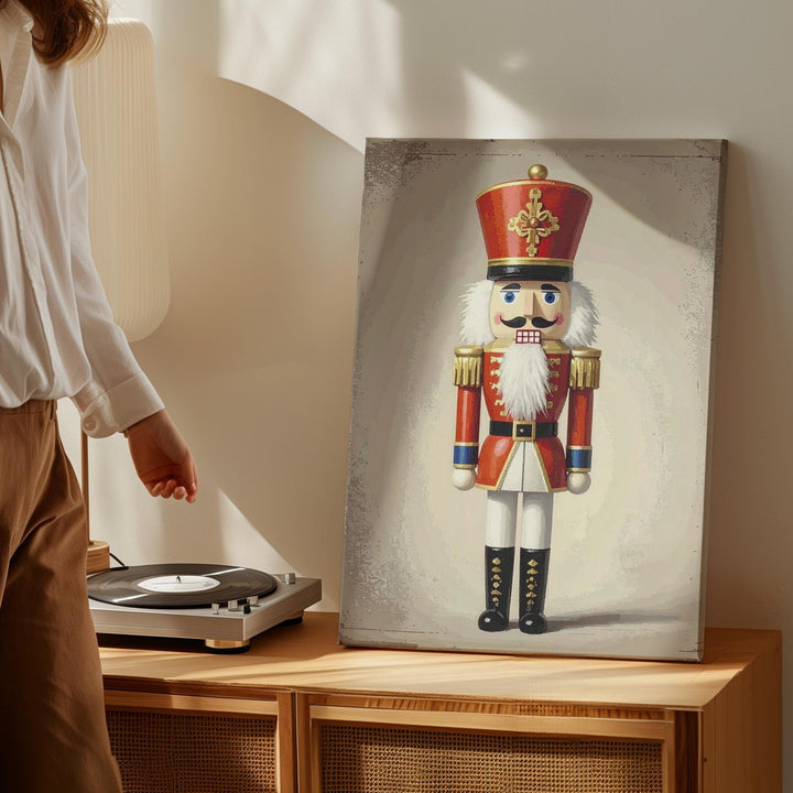 Classic Nutcracker Canvas – Traditional Red & Gold Christmas Wall Art - Gifitto