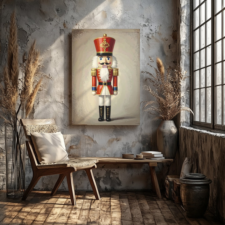Classic Nutcracker Canvas – Traditional Red & Gold Christmas Wall Art - Gifitto