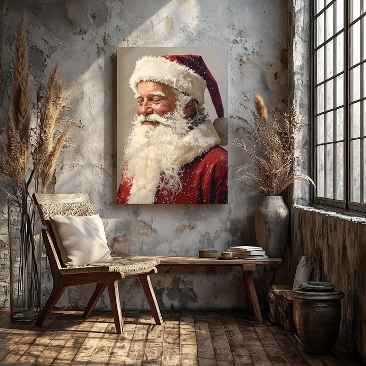 Classic Santa Profile Canvas – Nostalgic Christmas Portrait Wall Art - Gifitto