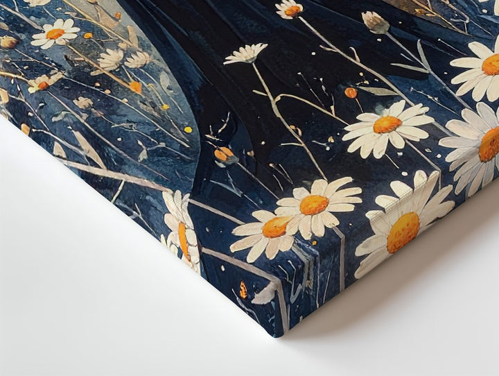 Ghost in the Daisies Canvas – Minimalist Halloween Twilight Wall Art - Gifitto