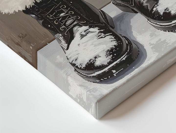 Santa Boots Close-Up Canvas – Minimalist Holiday Wall Art with Festive Humor - Gifitto