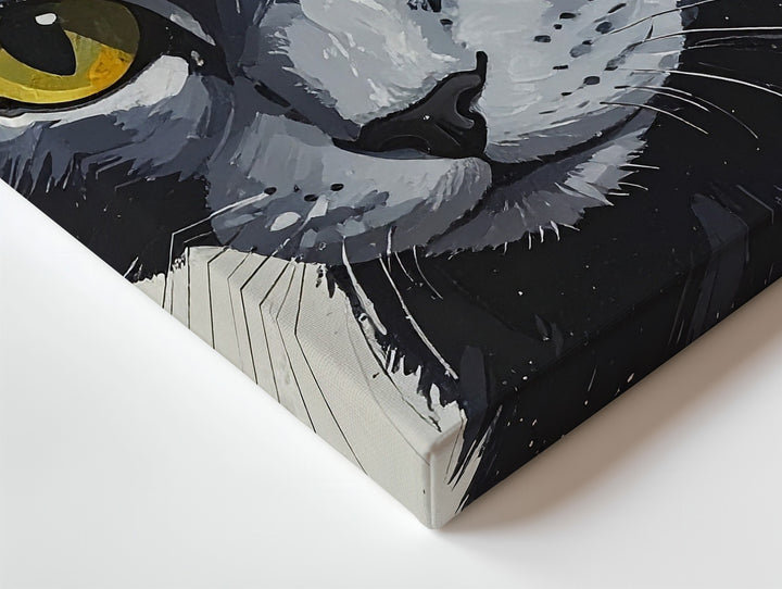 Mystical Cat Portrait Canvas – Yellow-Eyed Familiar on Beige - Gifitto