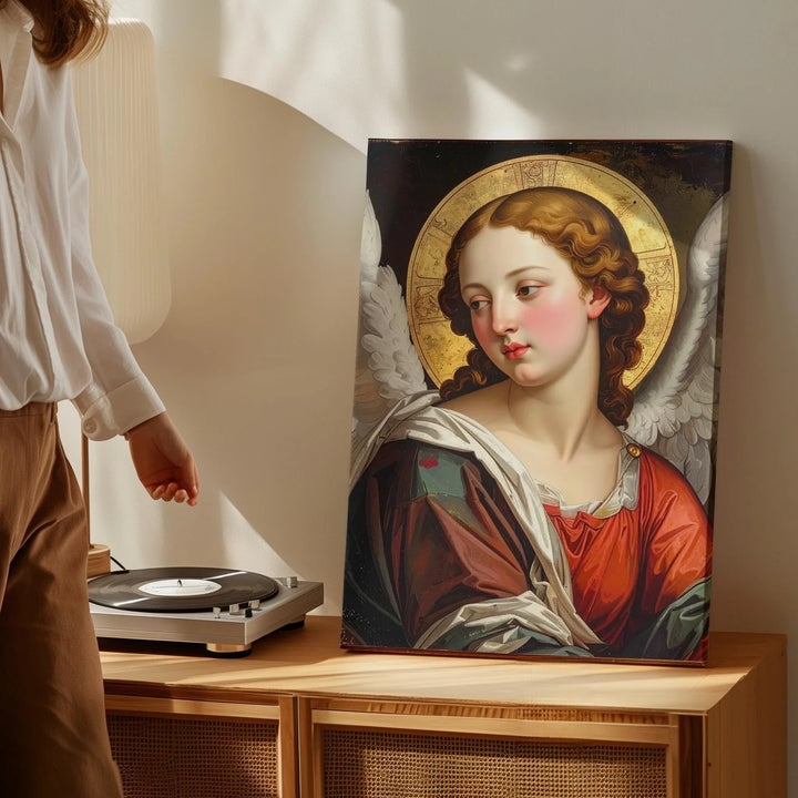 Renaissance Angel Portrait Canvas – Classical Christian Wall Art of Divine Serenity - Gifitto