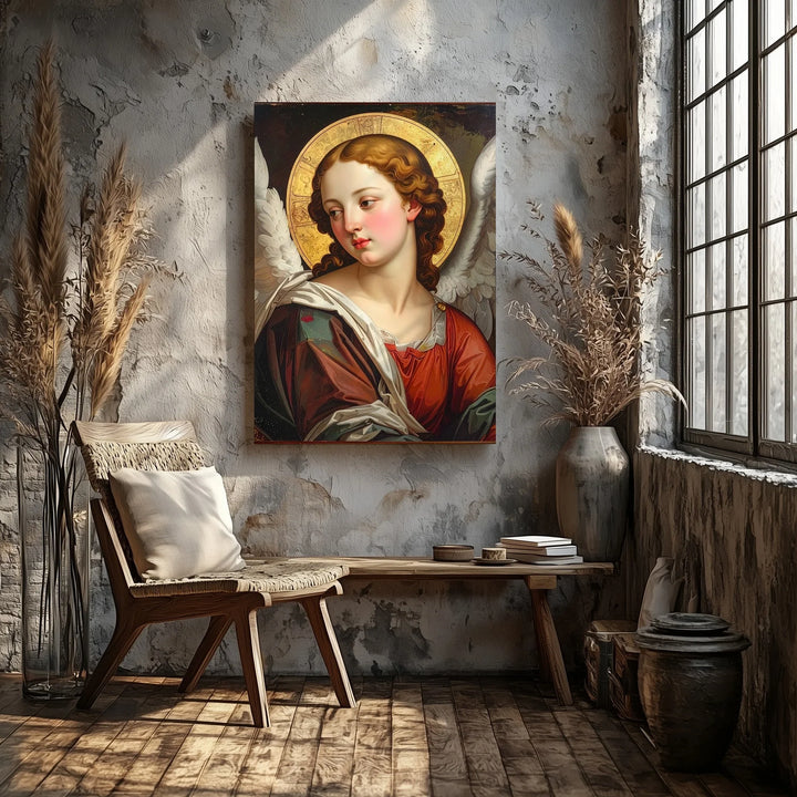 Renaissance Angel Portrait Canvas – Classical Christian Wall Art of Divine Serenity - Gifitto
