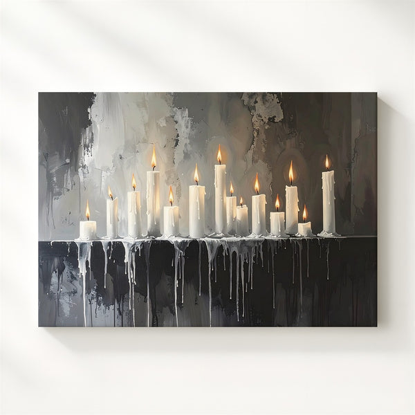 Ritual Candle Shrine Canvas – Gothic Altar Scene with Dripping Wax and Flame - Gifitto
