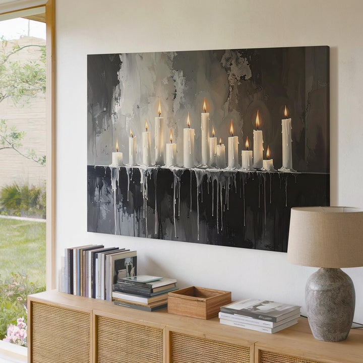 Ritual Candle Shrine Canvas – Gothic Altar Scene with Dripping Wax and Flame - Gifitto