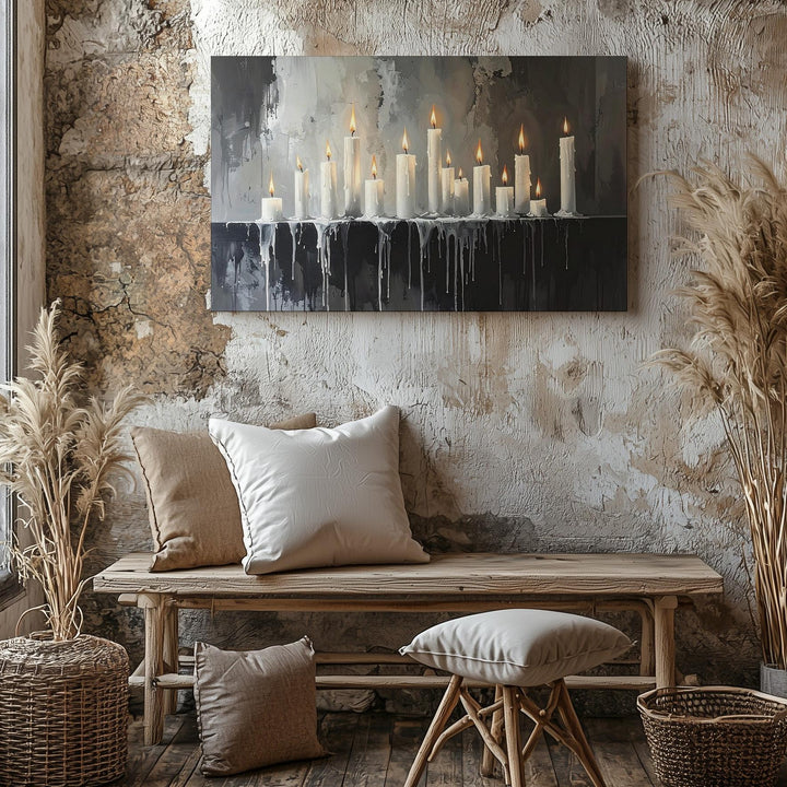 Ritual Candle Shrine Canvas – Gothic Altar Scene with Dripping Wax and Flame - Gifitto