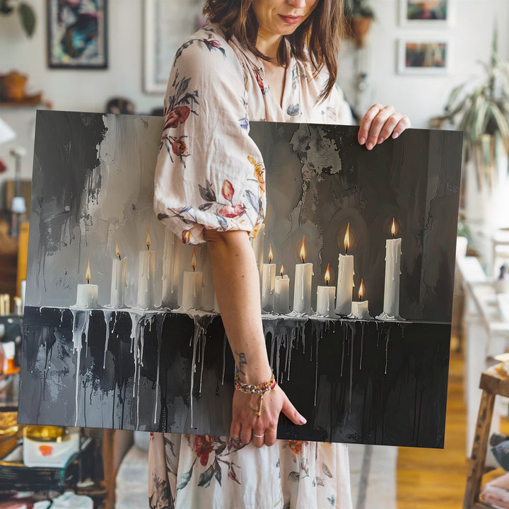 Ritual Candle Shrine Canvas – Gothic Altar Scene with Dripping Wax and Flame - Gifitto