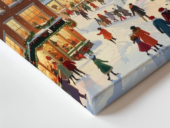Cozy Christmas Village Canvas – Nostalgic Holiday Town Scene Wall Art - Gifitto