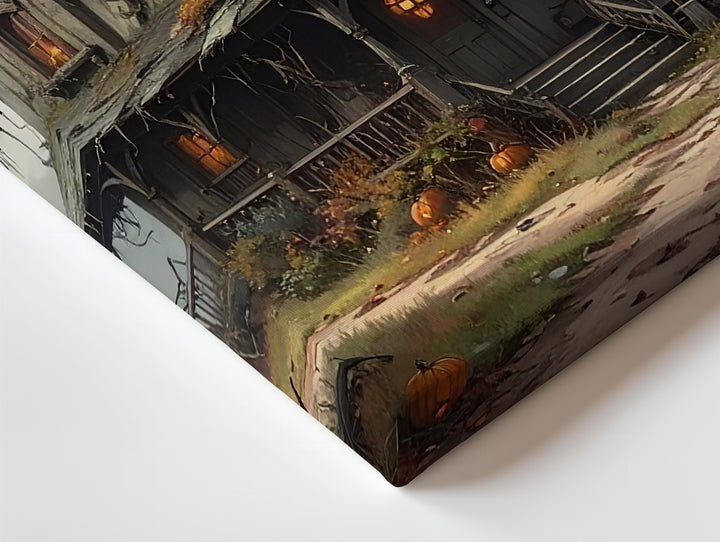 Crooked Witch’s Cottage Canvas – Gothic Halloween Forest Enchantment Art - Gifitto