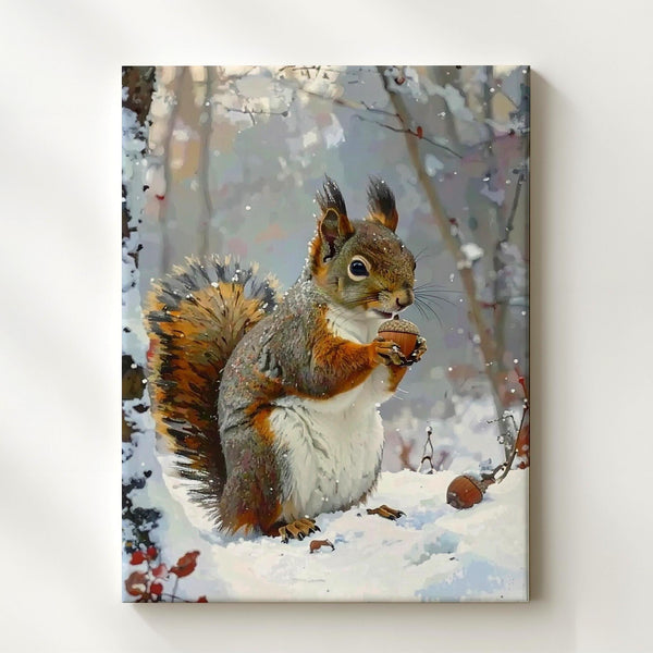 Winter Woodland Squirrel Canvas – Gentle Holiday Nature Wall Art - Gifitto