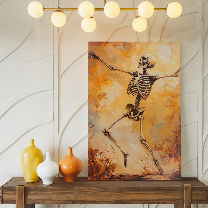 Dancing Skeleton Canvas – Joyful Vintage Halloween Wall Art - Gifitto