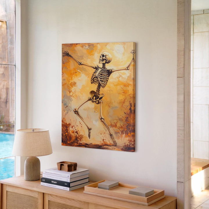 Dancing Skeleton Canvas – Joyful Vintage Halloween Wall Art - Gifitto