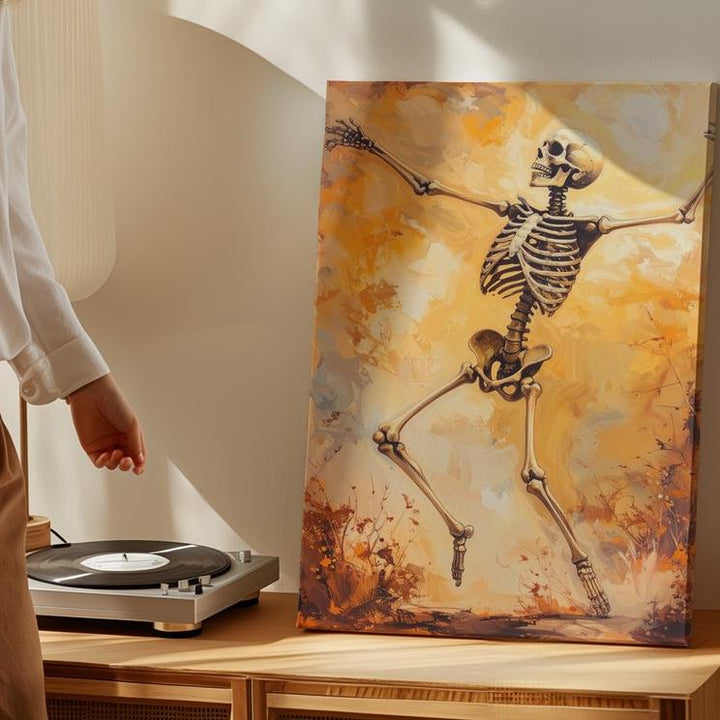 Dancing Skeleton Canvas – Joyful Vintage Halloween Wall Art - Gifitto