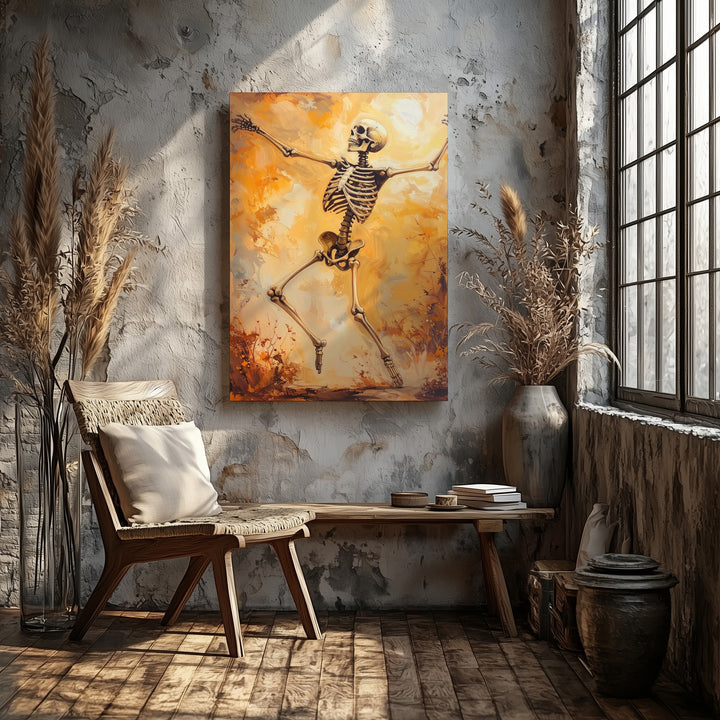 Dancing Skeleton Canvas – Joyful Vintage Halloween Wall Art - Gifitto