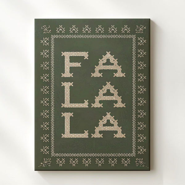 FA LA LA Cross-Stitch Canvas – Vintage-Inspired Holiday Typography Art - Gifitto