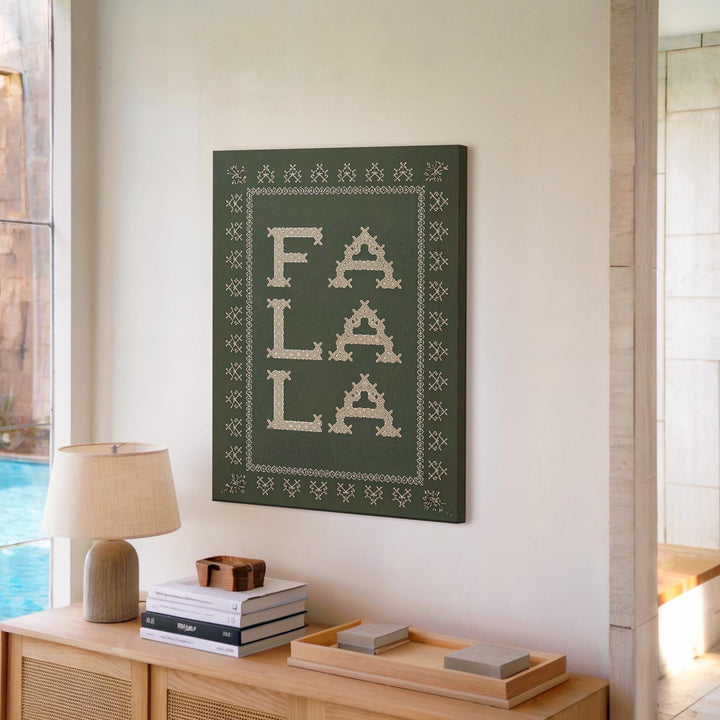 FA LA LA Cross-Stitch Canvas – Vintage-Inspired Holiday Typography Art - Gifitto