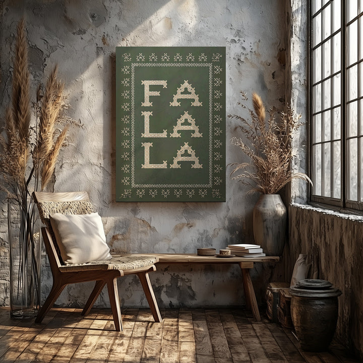 FA LA LA Cross-Stitch Canvas – Vintage-Inspired Holiday Typography Art - Gifitto