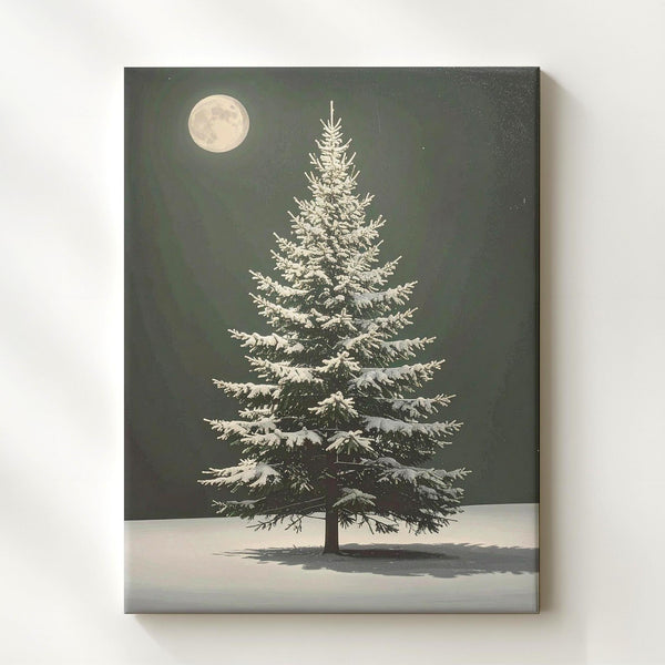 Glowing Evergreen Canvas – Minimalist White & Gold Christmas Tree Art - Gifitto