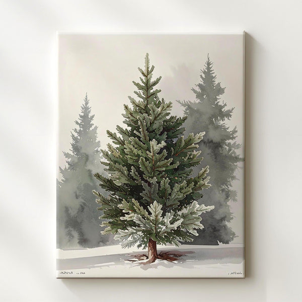 Watercolor Evergreen Tree Canvas – Classic Christmas Nature Wall Art - Gifitto
