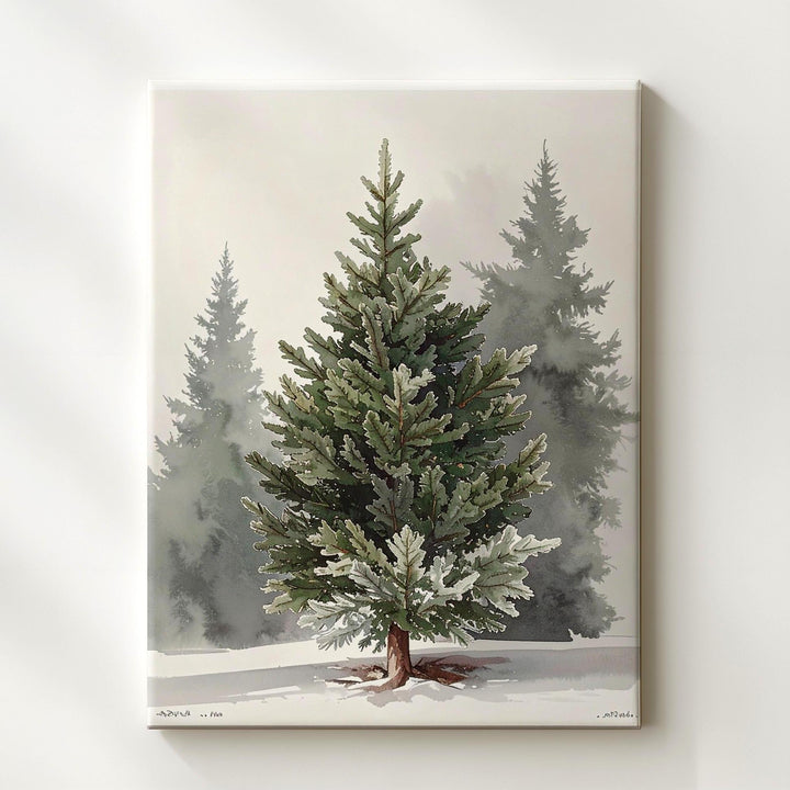 Watercolor Evergreen Tree Canvas – Classic Christmas Nature Wall Art - Gifitto