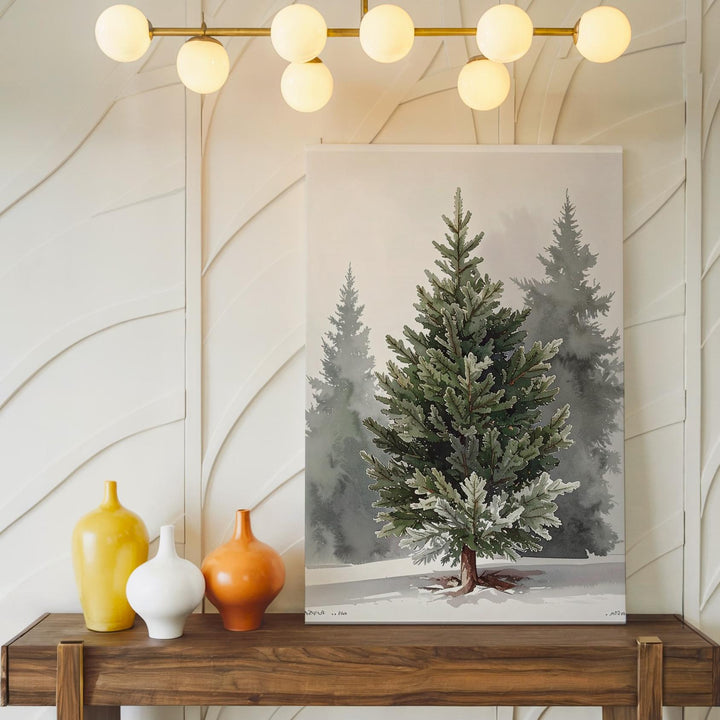 Watercolor Evergreen Tree Canvas – Classic Christmas Nature Wall Art - Gifitto