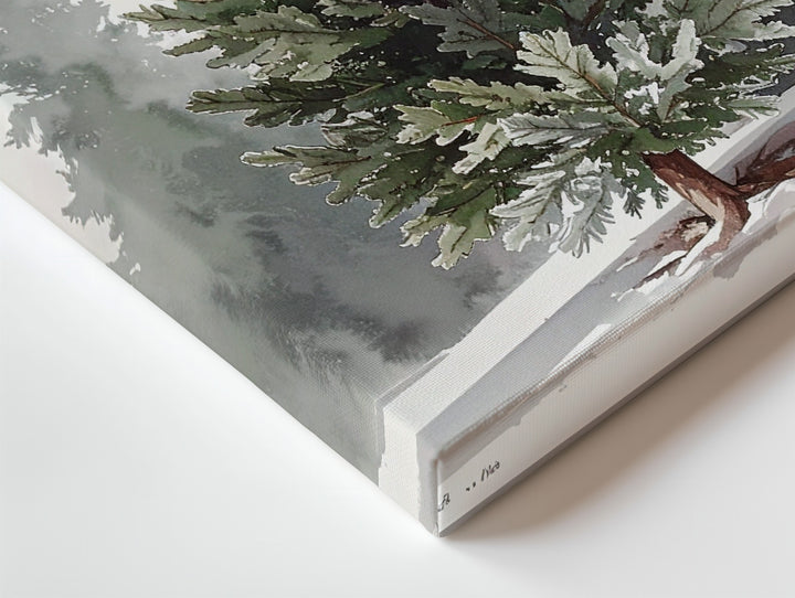 Watercolor Evergreen Tree Canvas – Classic Christmas Nature Wall Art - Gifitto