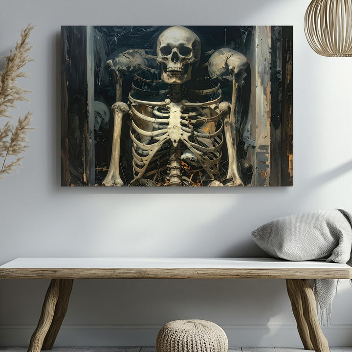 Tomblight Skeleton Canvas – Gothic Portrait with Shadowed Skulls - Gifitto