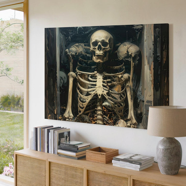Tomblight Skeleton Canvas – Gothic Portrait with Shadowed Skulls - Gifitto
