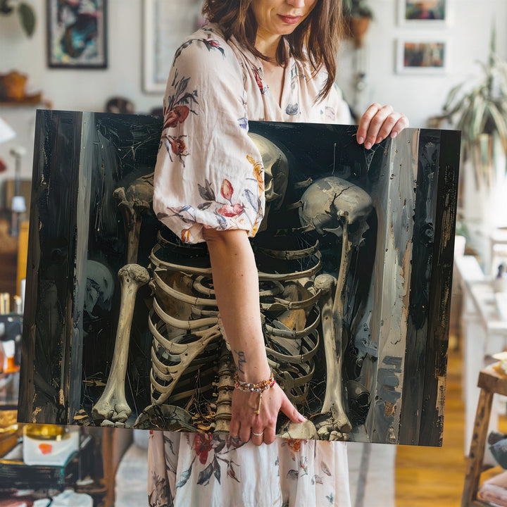 Tomblight Skeleton Canvas – Gothic Portrait with Shadowed Skulls - Gifitto