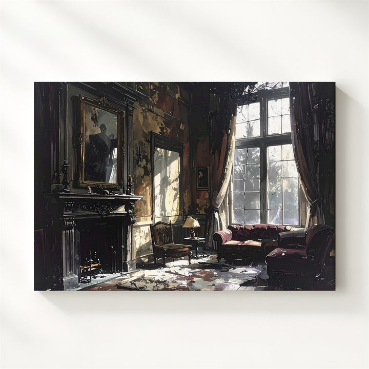 Haunted Parlor Canvas – Decaying Victorian Room with Gothic Shadows - Gifitto